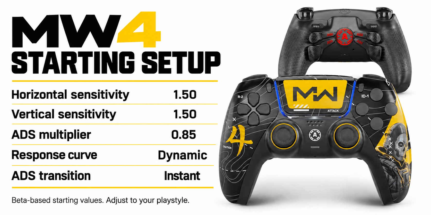 MW4 controller settings quick starting guide